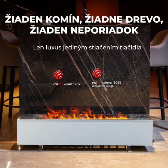 AENO FH1S Premium SPACE FIRE HEATER, Biely, LED, WI-FI, max 2000W, 1000x242cm,  efekt ohńa