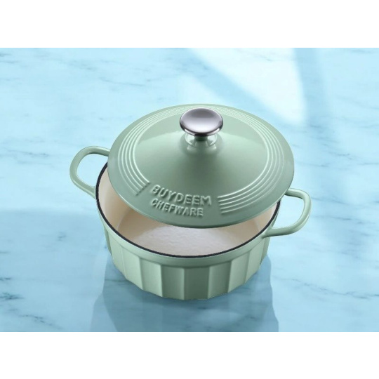 BUYDEEM Smaltovaný liatinový hrniec 2,9L, 22cm, model CP521, farba zelená