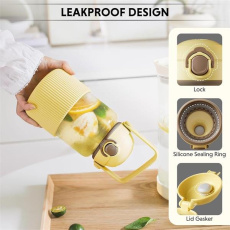 BUYDEEM Sklenená fľaša so slamkou 800 ml, model DG78, farba jemná žltá