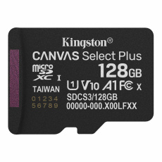 128 GB . microSDXC karta Kingston Canvas Select Plus U1, V10, A1 (r/w 150MB/s)