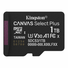 1 TB . microSDXC karta Kingston Canvas Select Plus U3, V30, A1 (r/w 150MB/s)
