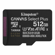 512 GB . microSDXC karta Kingston Canvas Select Plus Class 10 (r/w 150MB/s)