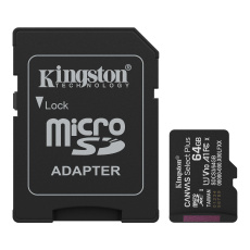 64 GB . microSDXC karta Kingston Canvas Select Plus U1, V10, A1 (r/w 100MB/s) + adaptér