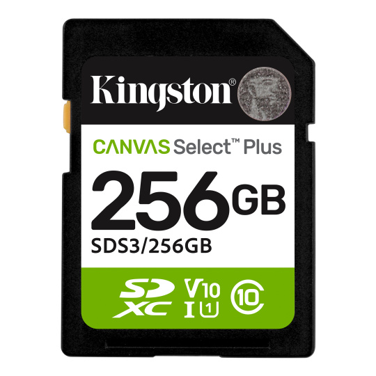 256 GB .SDXC karta Kingston Canvas Select Plus SD U1, V10 (r150MB/s)
