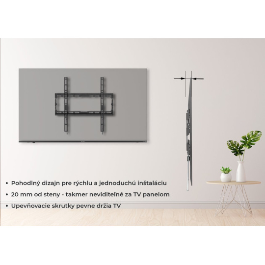 Wall mount KIVI Basic-22F Fixed, VESA 200x200, 23'-43' Max 45kg