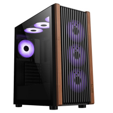 1stCOOL G6 Noble Wood Decor TS ARGB, skrinka ATX, USB3.0, USB-C, 4x ARGB ventilátor