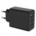 abíjačka USB 230V 3port, 1xUSB A, 2xUSB Typ C, 65W, Power Delivery, GaN, čierna