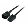 Kábel sieťový 230V predlžovací, C19 - C20, 1m, 1.50mm?, 16A, čierny