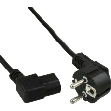 Kábel sieťový 230V, vidlica (CEE7/7) lomená - C13 zahnutý (doľava), 1.8m, 0.75mm2, 10A, čierny