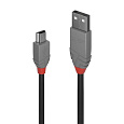 Lindy Kábel USB 2.0 A-MINI-B 5pin M/M 1m, High Speed, čierny, Anthra Line