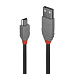 Lindy Kábel USB 2.0 A-MINI-B 5pin M/M 1m, High Speed, čierny, Anthra Line