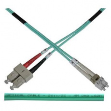 Optický  duplex kabel, MM, 50/125, LC/SC, LSOH, (OM3), 0,5m