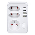 Solight rozbočovač 1x 16A + 2x 2,5A, 2xUSB A+C rychlonabíjačka 20W PD, biely, vypínač