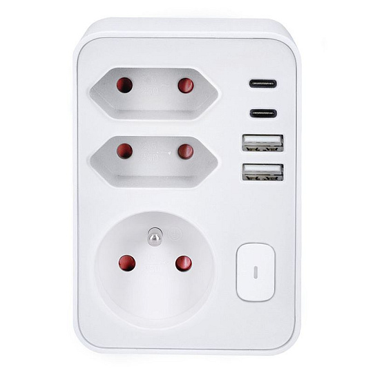 Solight rozbočovač 1x 16A + 2x 2,5A, 2xUSB A+C rychlonabíjačka 20W PD, biely, vypínač Solight rozbočovač 1x 16A + 2x 2,5A, 2xUSB A+C rychlonabíjačka 20W PD, biely, vypínač