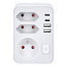 Solight rozbočovač 1x 16A + 2x 2,5A, 2xUSB A+C rychlonabíjačka 20W PD, biely, vypínač