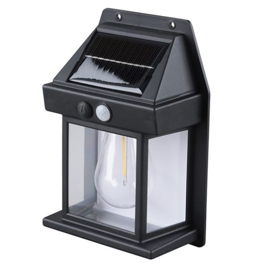 Solight LED solárna lampáš nástenná, teplá biela, 12x17cm, čierna