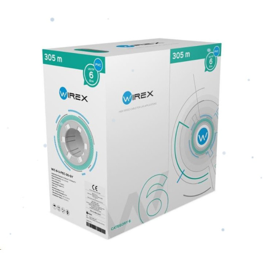 WIREXInstalační kabel CAT6 U/UTP PVC/ ECA 305m box šedý WIREXInstalační kabel CAT6 U/UTP PVC/ ECA 305m box šedý