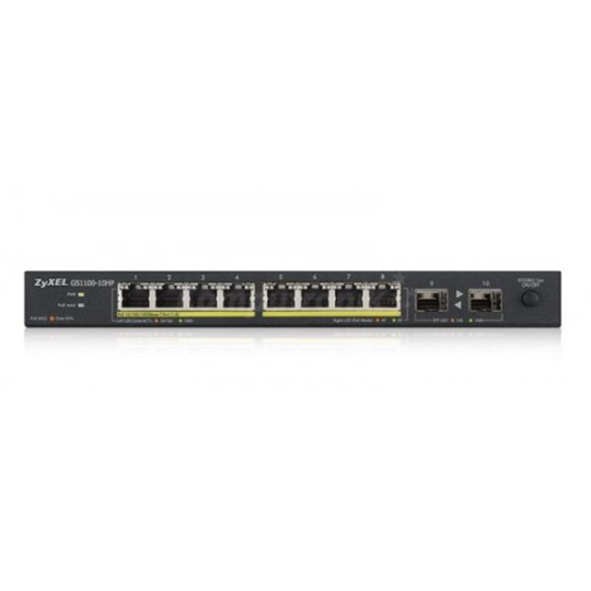 Zyxel GS1100-10HPv2, unmanage PoE 8x Gigabit, 2x Fiber Uplink, 120 Watt PoE Zyxel GS1100-10HPv2, unmanage PoE 8x Gigabit, 2x Fiber Uplink, 120 Watt PoE