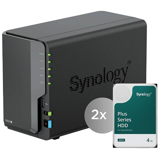 Synology™ DiskStation DS225+, 2-bay NAS, vratane 2ks HDD 4TB (HAT3300-4T), CPU J4125, RAM 2GB, LAN 1x 2.5Gb + 1x 1Gb Synology™ DiskStation DS225+, 2-bay NAS, vratane 2ks HDD 4TB (HAT3300-4T), CPU J4125, RAM 2GB, LAN 1x 2.5Gb + 1x 1Gb
