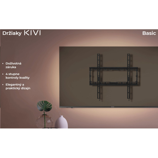 Wall mount KIVI Basic-44F Fixed, VESA 400x400, 32'-70' Max45kg