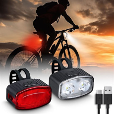 Solight set nabíjacích cyklo svietidiel, 160lm predné, zadné červená, Li-Ion, USB