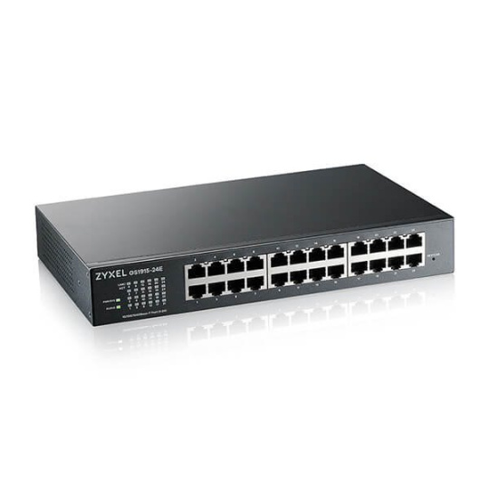 Zyxel GS1915-24E, 24-port GbE Smart hybrid mode Switch, standalone or NebulaFlex Cloud, rackmount, fanless