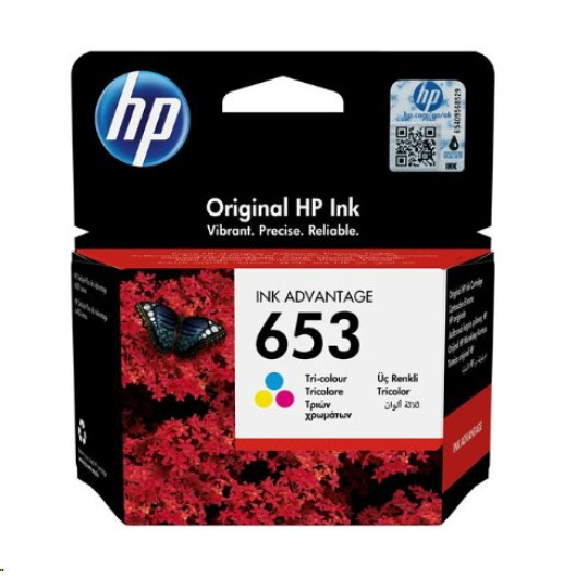 Trojfarebná originálna atramentová kazeta HP 653 Ink Advantage Trojfarebná originálna atramentová kazeta HP 653 Ink Advantage
