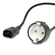 Kábel sieťový 230V C14 - zásuvka (CEE7/3) SCHUKO 0.3m, 0.75 mm2, 10A, čierny