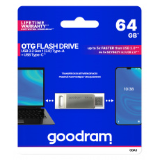 64 GB . DUAL USB 3.2 a USB-C kľúč . ODA3 Silver 64 GB . DUAL USB 3.2 a USB-C kľúč . ODA3 Silver