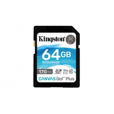 64 GB . microSDXC karta Kingston Canvas Go Class U3 UHS-I V30 (r90MB/s, w45MB/s) bez adaptéra