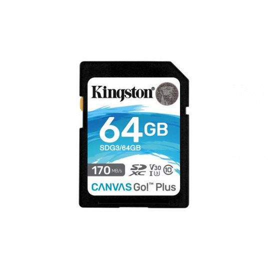 64 GB . microSDXC karta Kingston Canvas Go Class U3 UHS-I V30 (r90MB/s, w45MB/s) bez adaptéra