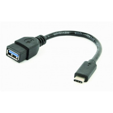 Gembird adaptér OTG USB-C (M) na USB A 3.0/2.0 (F), 0.2m kábel, čierny