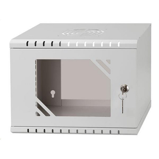 19" Rack na stenu  10" 4U 300mm, dvere sklo, sivý