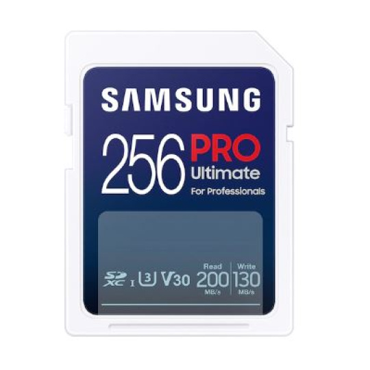 256 GB . SDXC karta Samsung PRO ULTIMATE Class 10 (U3 V30), ( r200NB/s, w130MB/s)