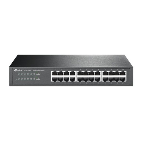 TP-LINK TL-SG1024D 24-Port Gigabit Switch, 24 Gigabit RJ45 Ports, 1U 13-inch Rack-mountable Steel Case