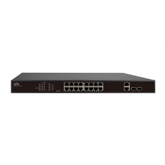 UNIVIEW 16xRJ45 10/100 vč. PoE (802.3af/at,PoE budget 250W), 2xcombo SFP/GE RJ-45, PoE porty lze přepnout na 250m PoE@10