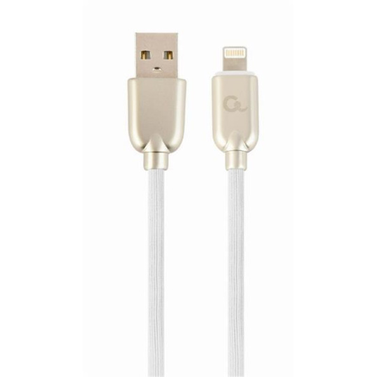 Gembird kábel nabíjací Lightning 8-pin (M) na USB 2.0 (M), prémiový, gumovo - opletený, 1 m, biely