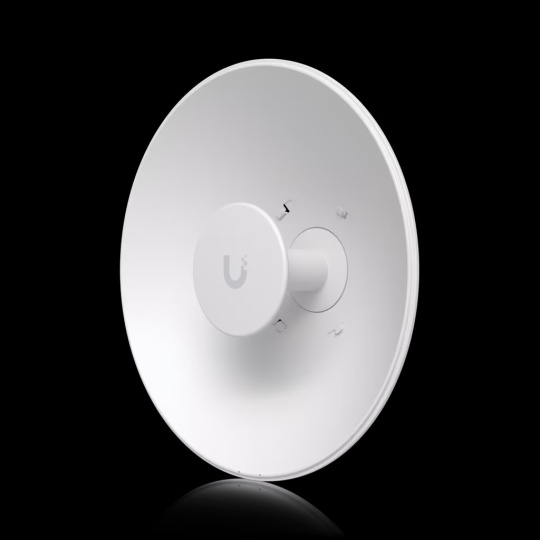 Ubiquiti 5-7 GHz compact dish with 26 dBi gain and radio direct connect.