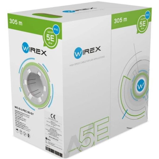 WIREX Instalační kabel CAT5E U/UTP PVC / ECA 305m box šedý