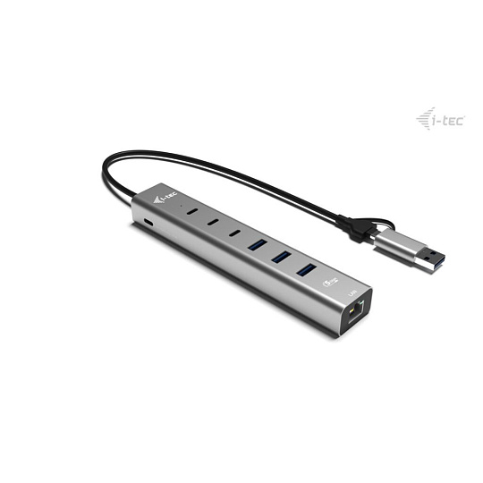 i-tec USB-C/USB-A Metal HUB 6 port (3x USB-C, 3x USB-A), LAN, Power Delivery 85W