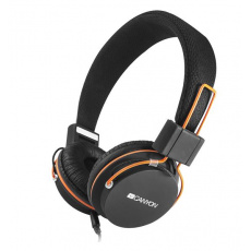 Canyon CNE-CHP2, slúchadlá na uši / headset s integrovaným mikrofónom, skladacie, čierne
