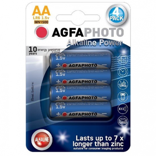 AgfaPhoto Power alkalická batéria 1.5V, LR06/AA, blister 4ks 