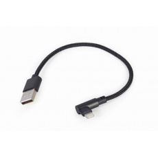 Gembird kábel nabíjací Lightning 8-pin (M) 90° na USB 2.0 (M), 0.2 m, čierny