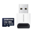 256 GB . microSDXC karta Samsung PRO Ultimate + USB adapter (U3, V30, A2), (r200MB/s, w130MB/s)