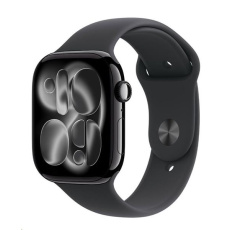 Apple Watch Series 11 GPS 42mm Jet Black Aluminium Case with Black Sport Band - M/L