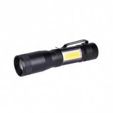 Solight LED kovové svietidlo 3W + COB, 150 + 60lm, AA, čierna