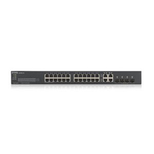 Zyxel GS1920-24v2, 28 Port Smart Managed Switch 24x Gigabit Copper and 4x Gigabit dual pers., hybrid mode, standalone or NebulaFle