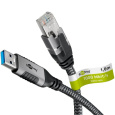 Kábel USB A 3.0 na RJ45 (Gigabit Ethernet), 1m, čierny/sivý