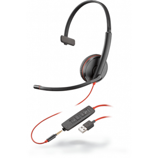 Plantronics BLACKWIRE 3215 headset Mono, USB-A, 1 x 3.5 mm miniJack