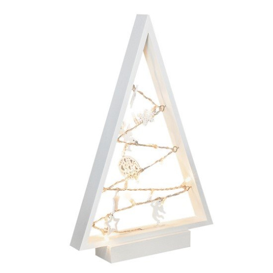 Solight LED drevený vianočný stromček s ozdobami, 15LED, prírodné drevo, 37cm, 2x AA Solight LED drevený vianočný stromček s ozdobami, 15LED, prírodné drevo, 37cm, 2x AA